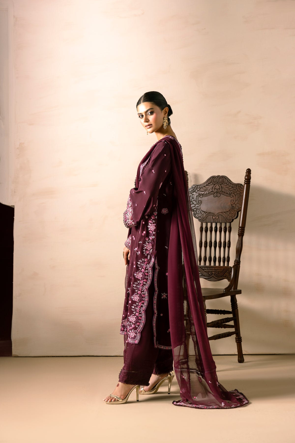 Zabaish - Silk Embroidered 3-Piece Suit