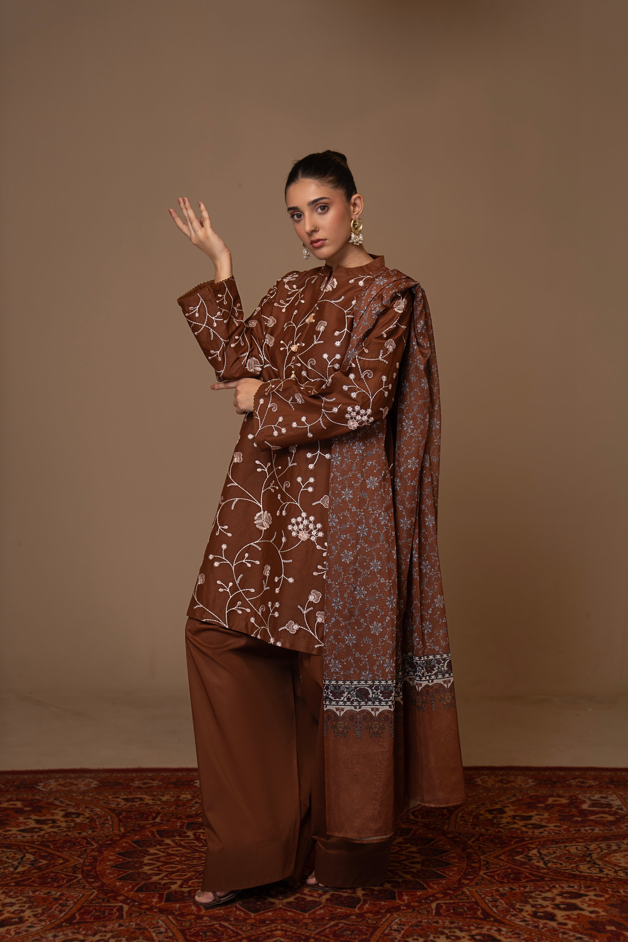 Gulnoor - Solid Embroidery 3pc