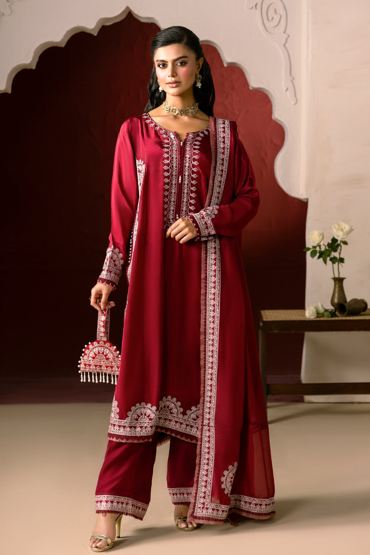 Meherma - Silk Embroidered 3-Piece Suit