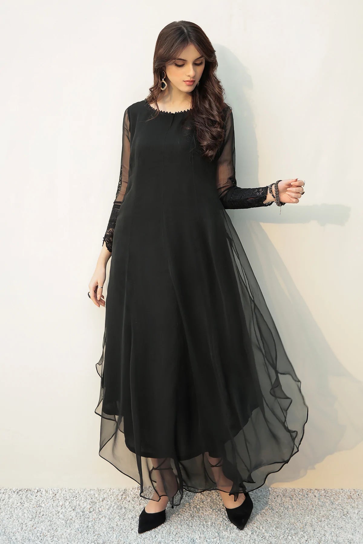 Black chiffon shop frock