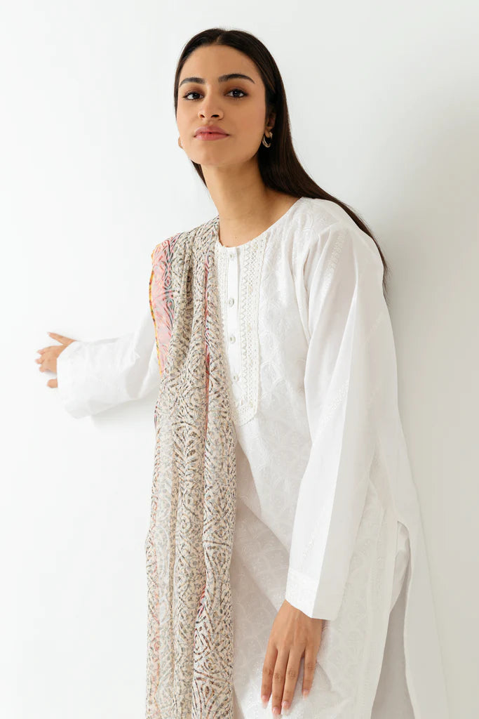 Embroidered Shirt With Dupatta