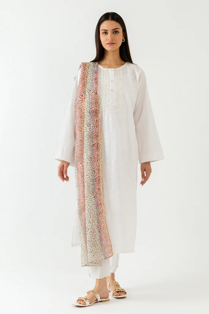 Embroidered Shirt With Dupatta